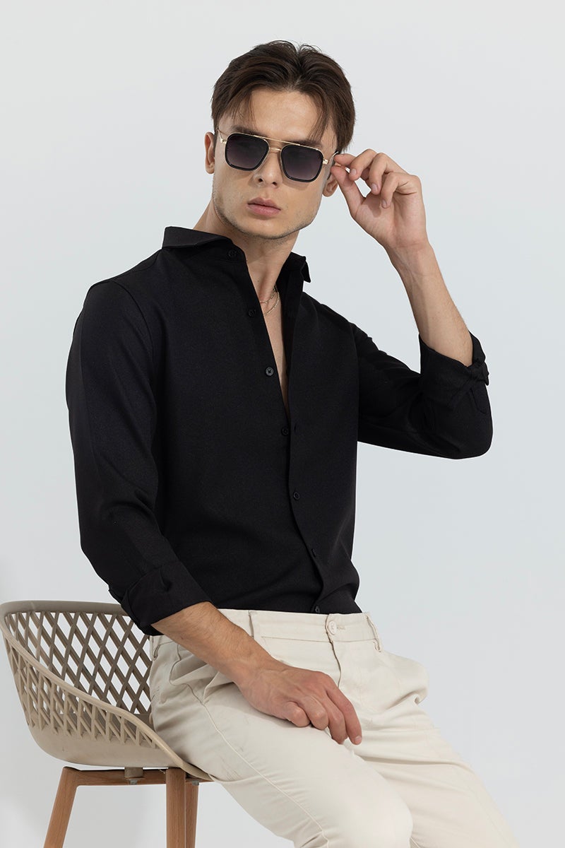 سنيتش قميص أسود من كريب بولي - Image 3